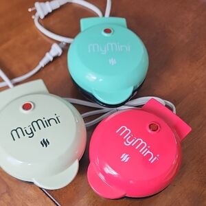 Compact Waffle Maker Set - Mint Green, Cream, and Pink